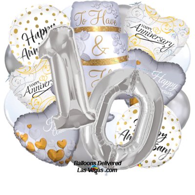 10th Anniversary Cake Balloon Bouquet