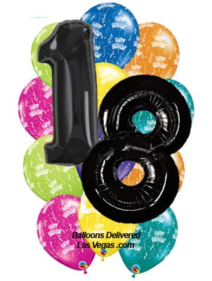 18th Birthday Black Number Balloon Bouquet
