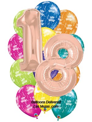 18th Birthday Rose Gold Number Balloon Bouquet