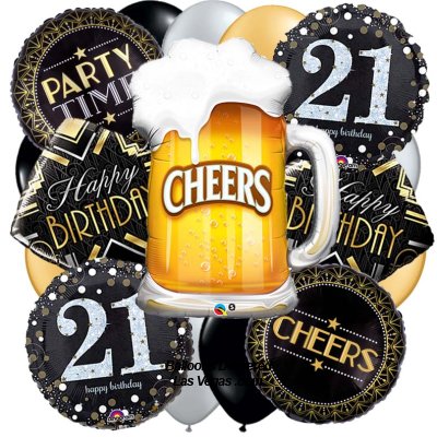 Cheers to 21 Years Birthday Balloon Bouquet
