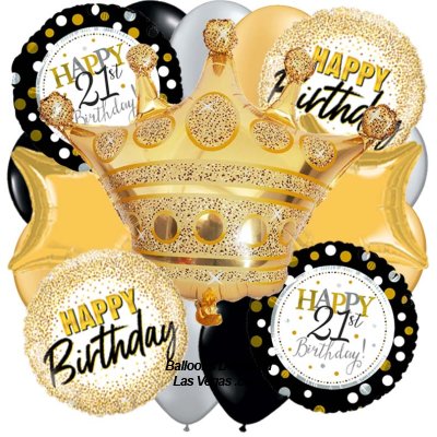 Birthday King 21st Birthday (19 Balloon Bouquet)