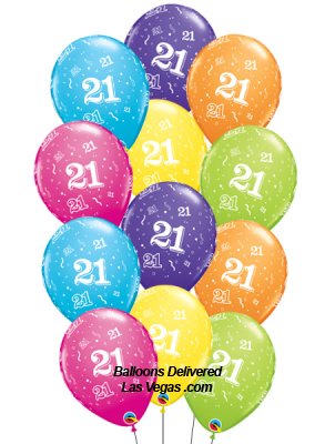 21st Birthday Dozen Balloon Bouquet