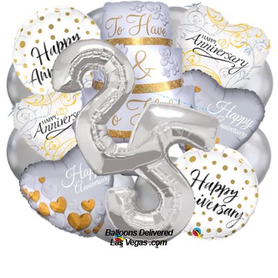 25th Anniversary Cake Balloon Bouquet