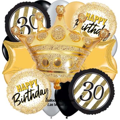 Birthday King 30th Birthday (19 Balloon Bouquet)