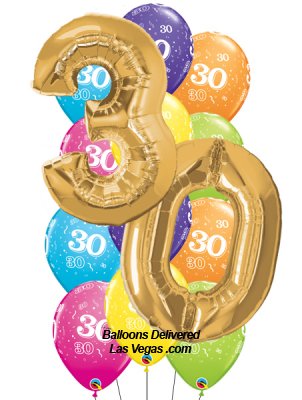 30th Birthday Number Balloon Bouquet