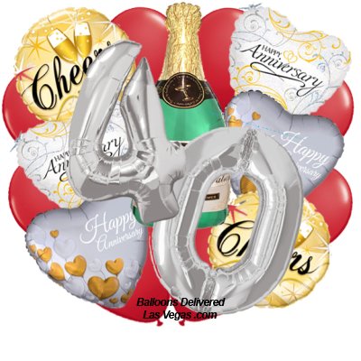 40th Anniversary Cheers Balloon Bouquet