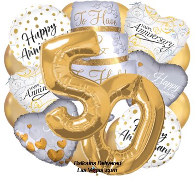 50th Anniversary Cake Balloon Bouquet