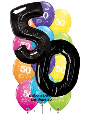 50th Birthday Black Number Balloon Bouquet