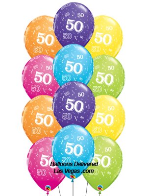 50th Birthday Fifteen Balloon Bouquet
