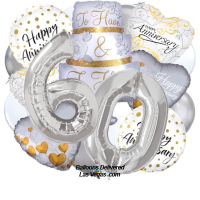 60th Anniversary Cake Balloon Bouquet