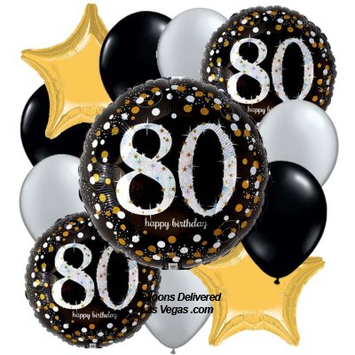 Sparkling 80 Birthday Dozen Balloon Bouquet