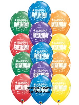Bouquet of 15 Helium Filled 11 inch latex Birthday Balloons