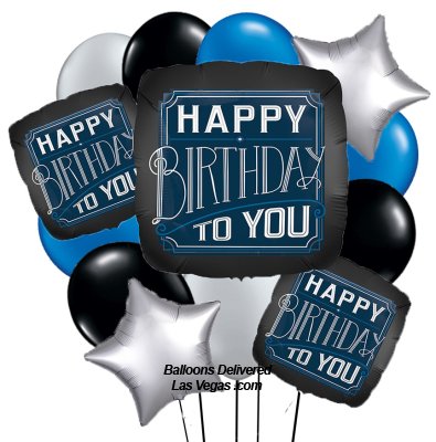 Happy Man Birthday 17 Balloon Bouquet