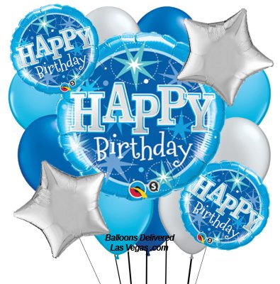 Birthday Blue Sparkle 17 Balloon Bouquet