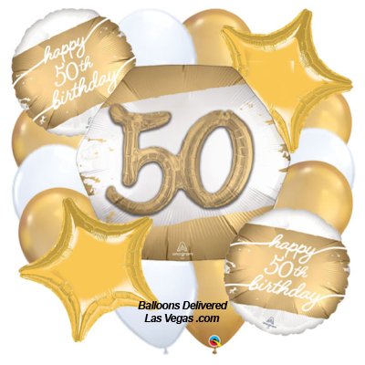 Golden Age 50th Birthday Eighteen Balloon Bouquet