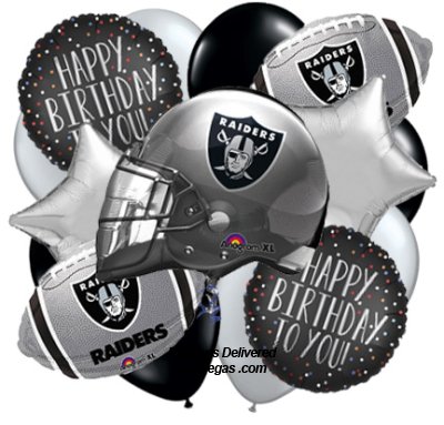 Las Vegas Raiders Birthday 17 Balloon Bouquet