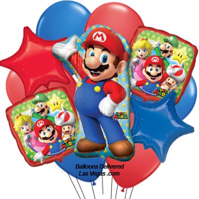 Mario Bros. Birthday 14 Balloon Bouquet
