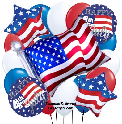 American Flag July 4th Balloon Bouquet