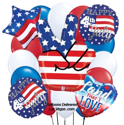 Patriotic Peace July 4th Balloon Bouquet