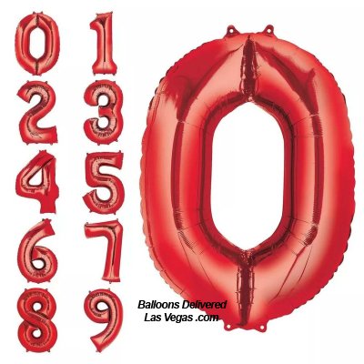 Red Helium Filled Foil 34 inch Number Balloons with Weights